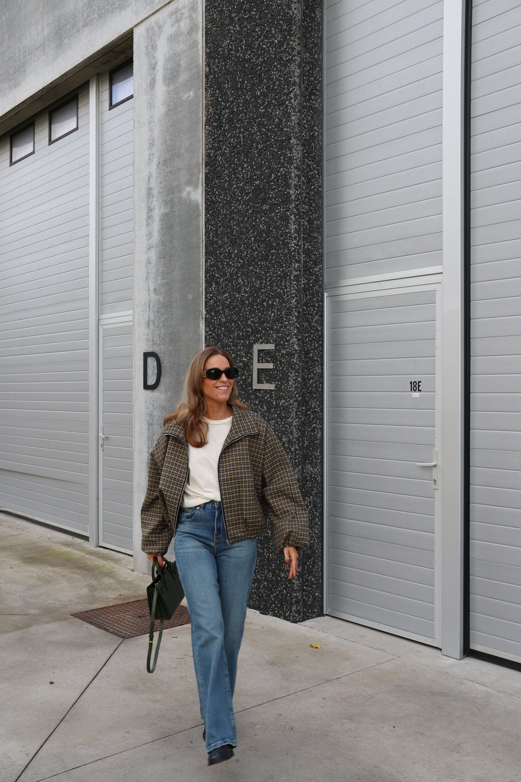 Tess carreaux bomberjasje beige/kaki