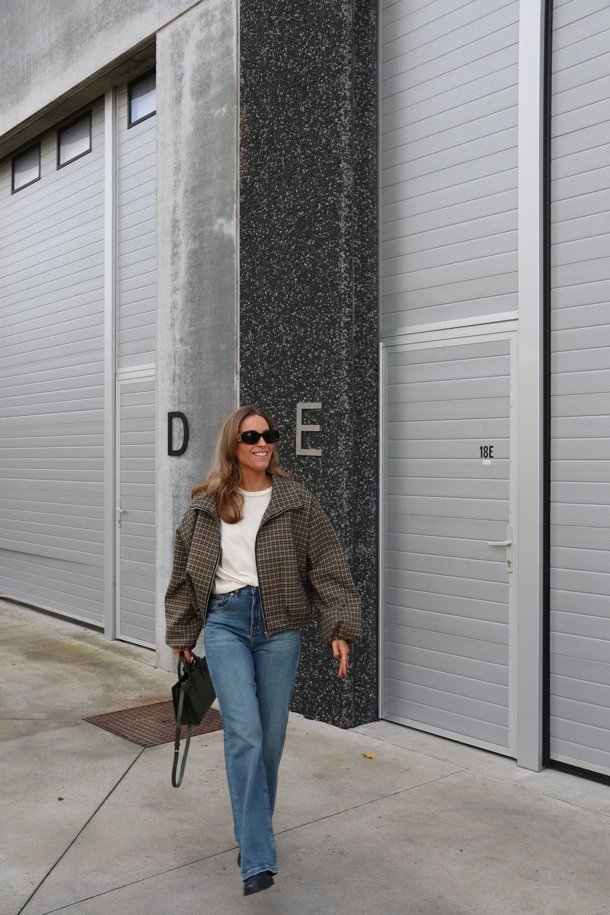 Tess carreaux bomberjasje beige/kaki