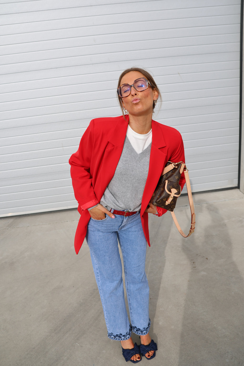 Manon V-neck knit grijs