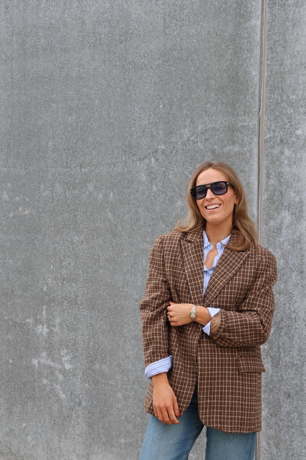 Demi carreaux blazer bruin