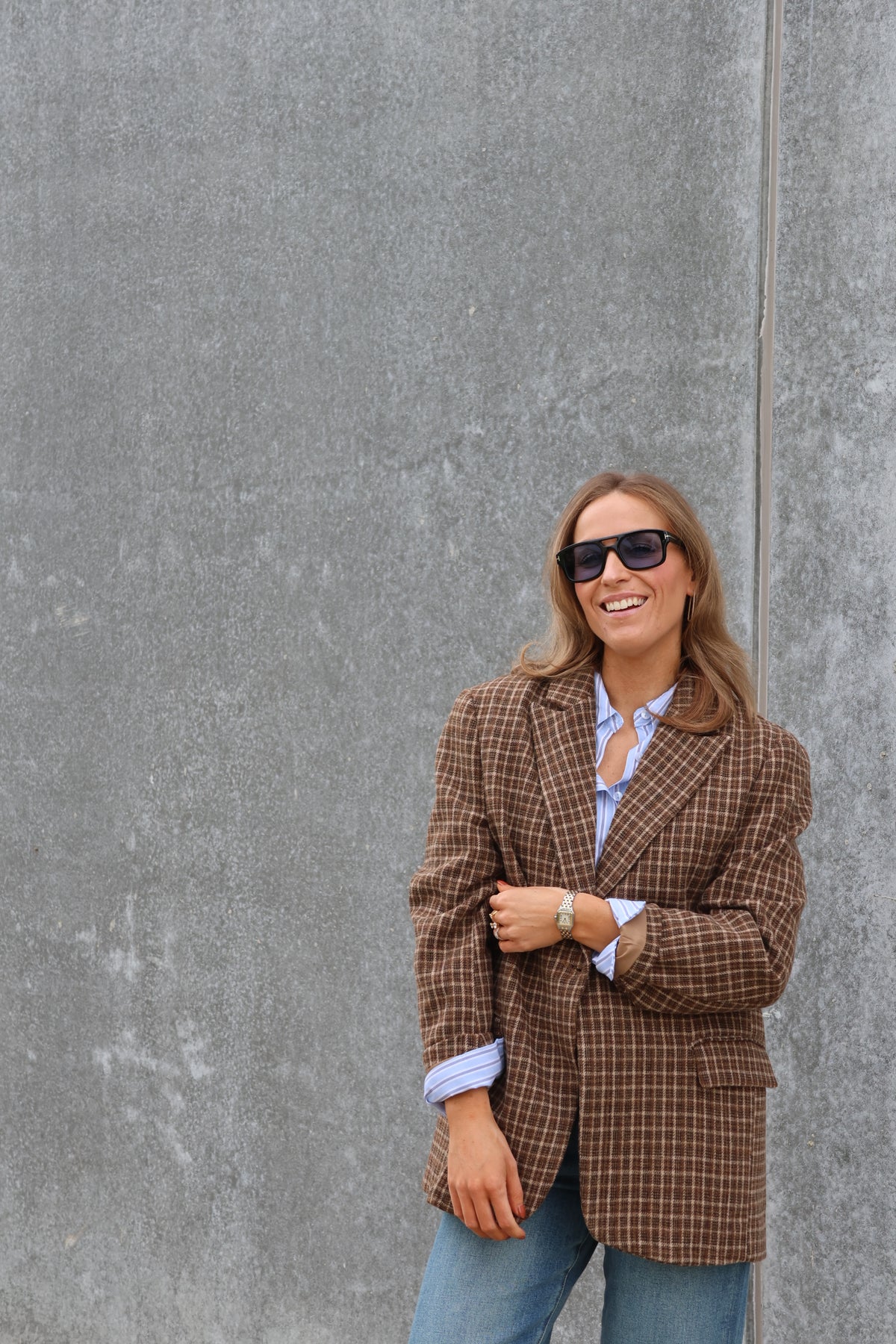 Demi carreaux blazer bruin