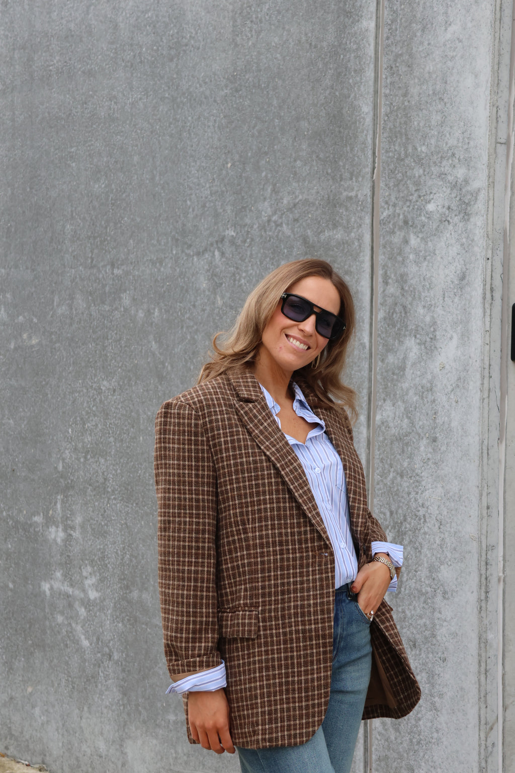 Demi carreaux blazer bruin