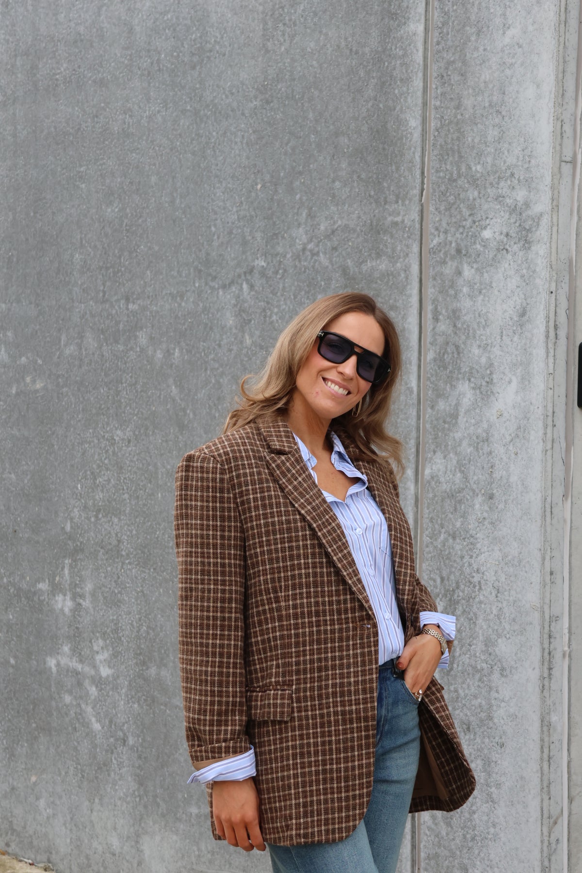 Demi carreaux blazer bruin