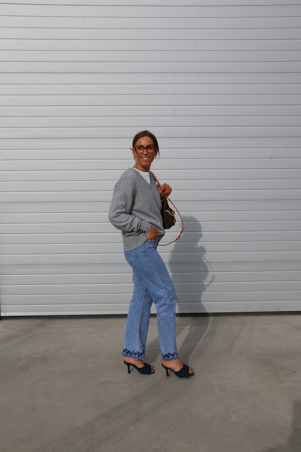 Manon V-neck knit grijs