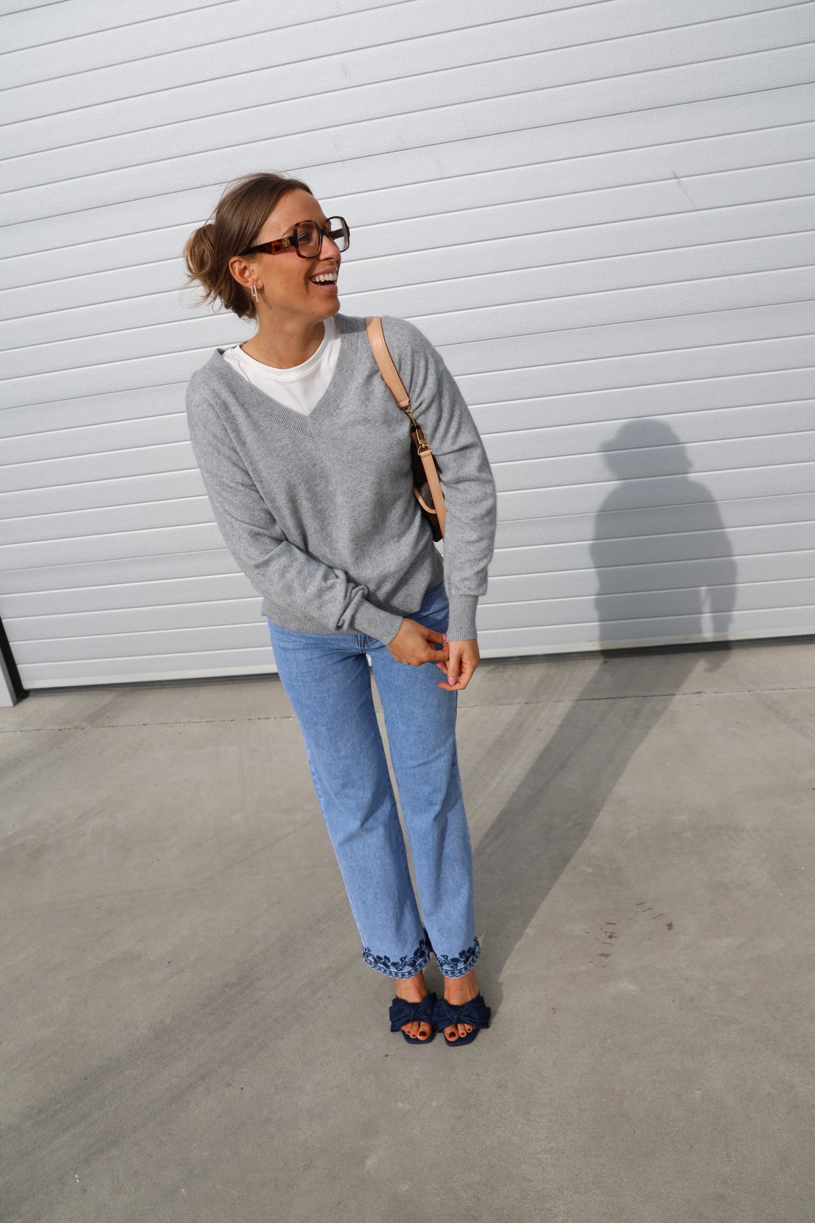 Manon V-neck knit grijs