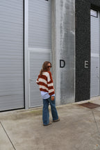 Kiana gestreepte fluffy knit roest