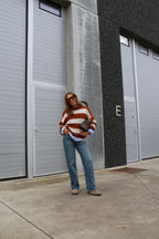 Kiana gestreepte fluffy knit roest