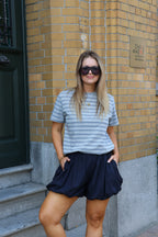 Anouk gestreepte T-shirt grijs/blauw