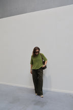 Florien knit met korte mouwen olijfgroen