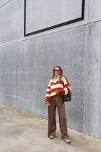 Elke pantalon met krijtstreep camel