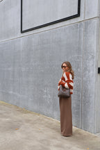 Kiana gestreepte fluffy knit roest