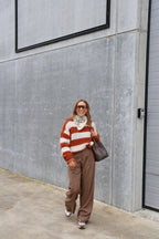 Elke pantalon met krijtstreep camel