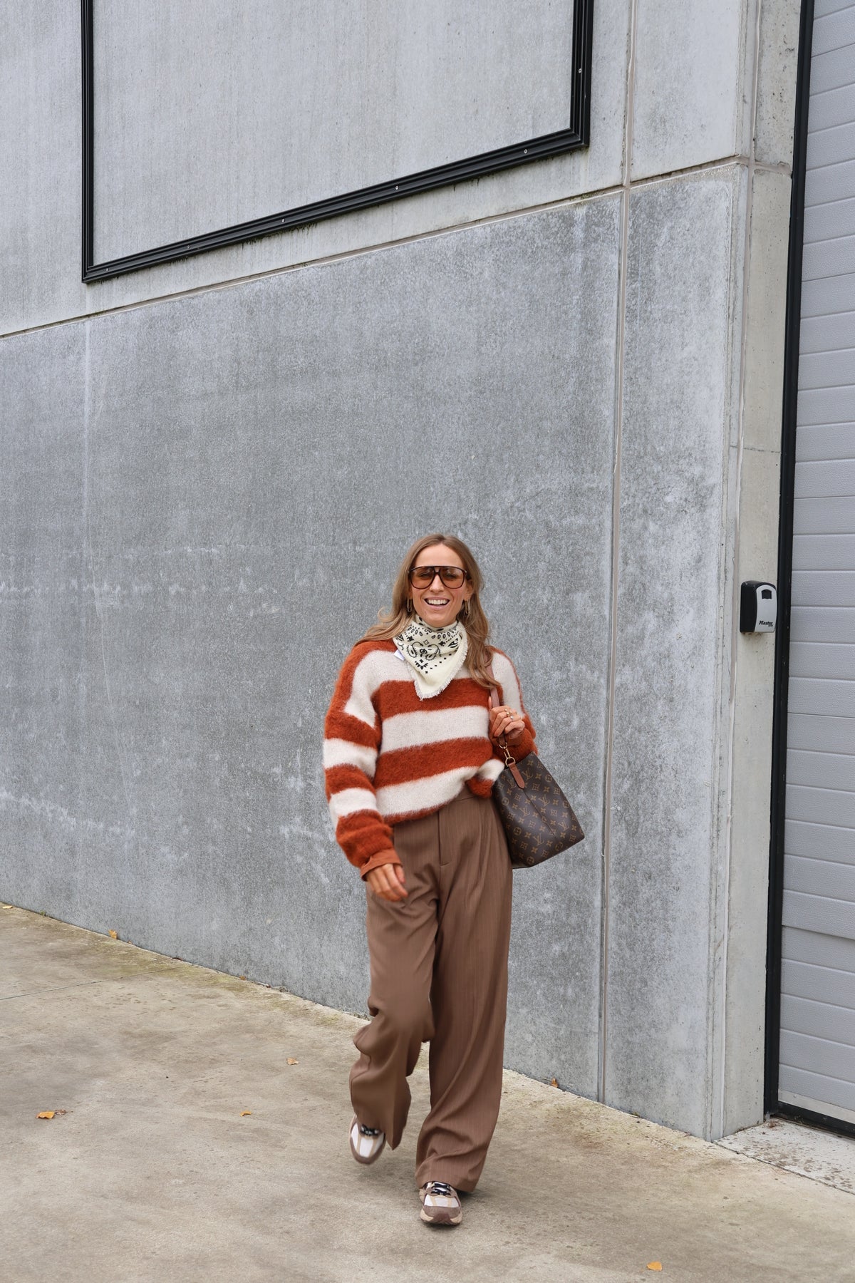 Elke pantalon met krijtstreep camel