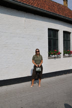 Mirthe gestreepte polo kaki