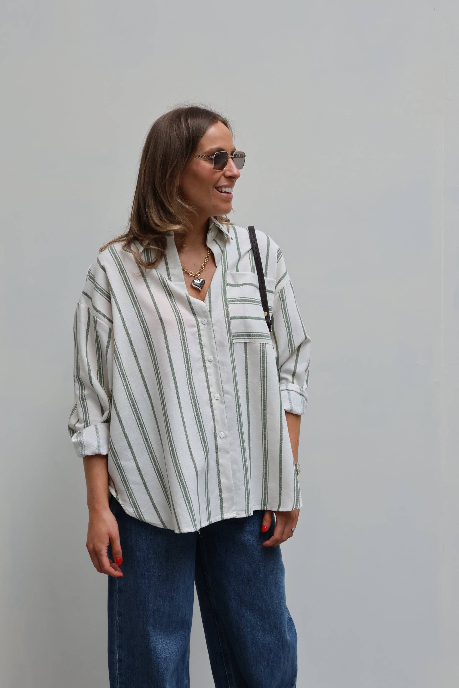 Laure gestreept hemd kaki