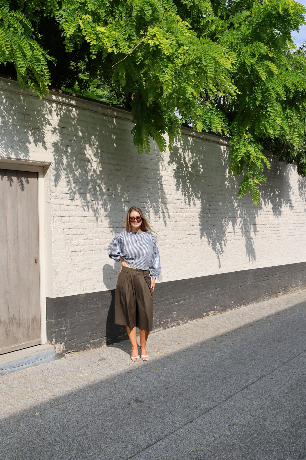 Lucy carreaux blouse blauw