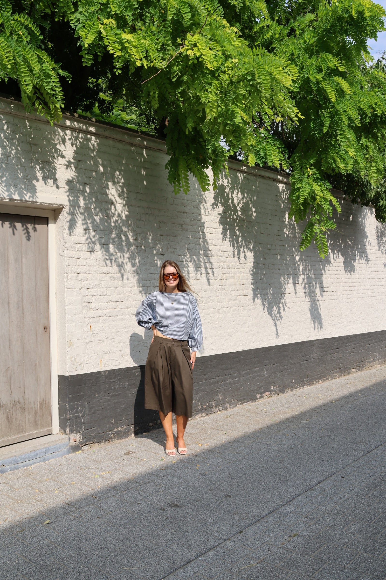 Lucy carreaux blouse blauw