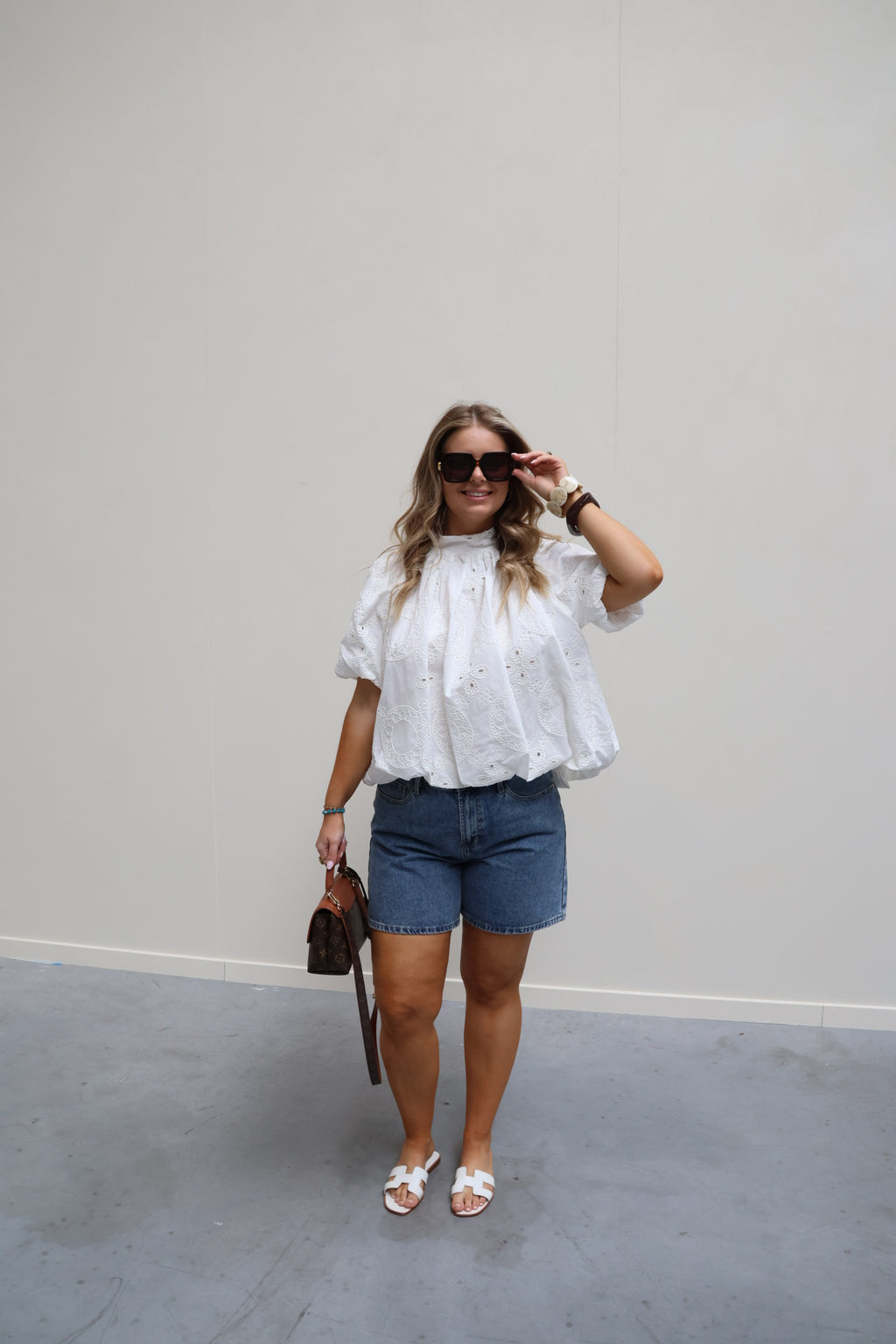 Cécile broderie blouse wit