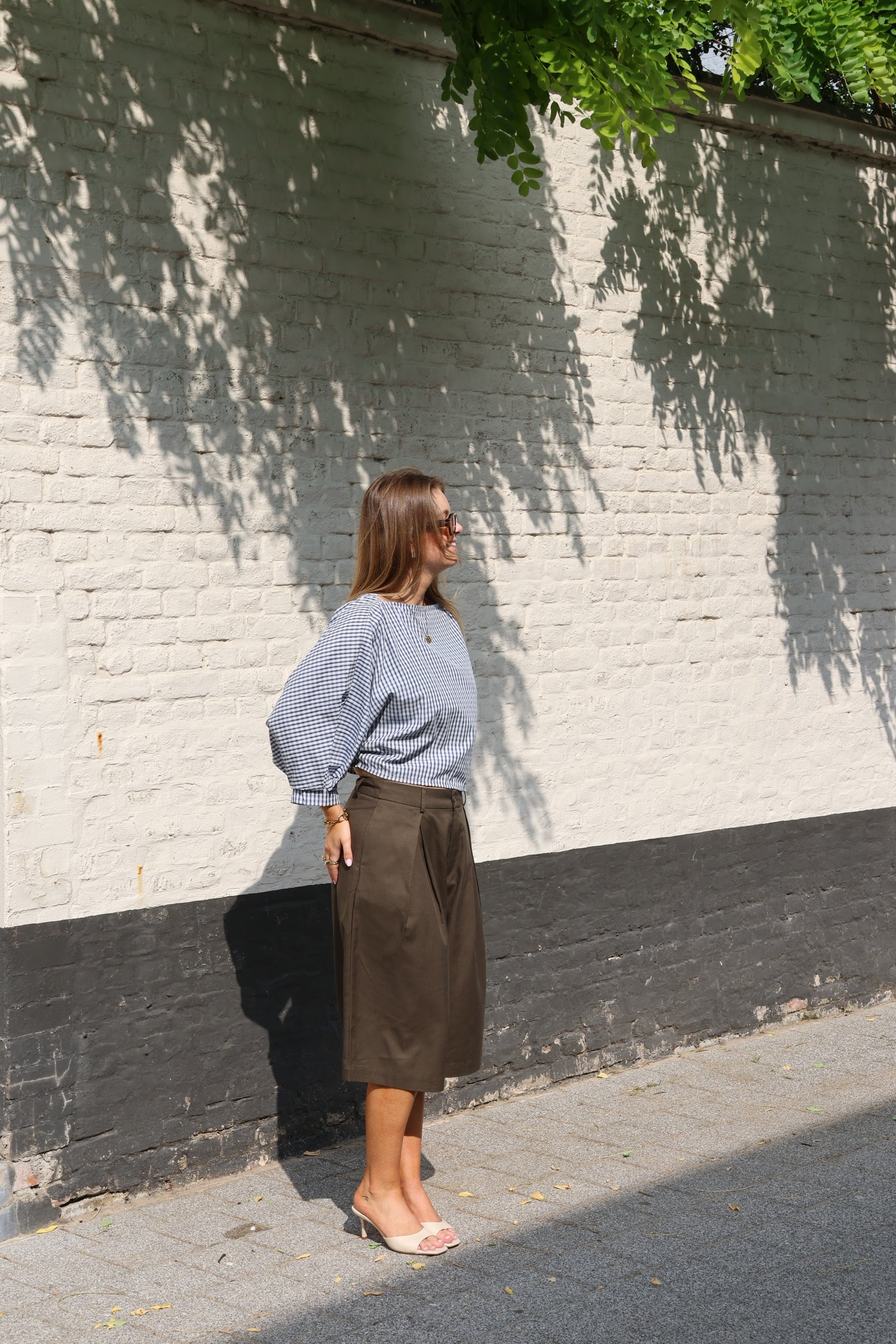 Lucy carreaux blouse blauw