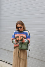 Novy fluffy gestreepte trui groen