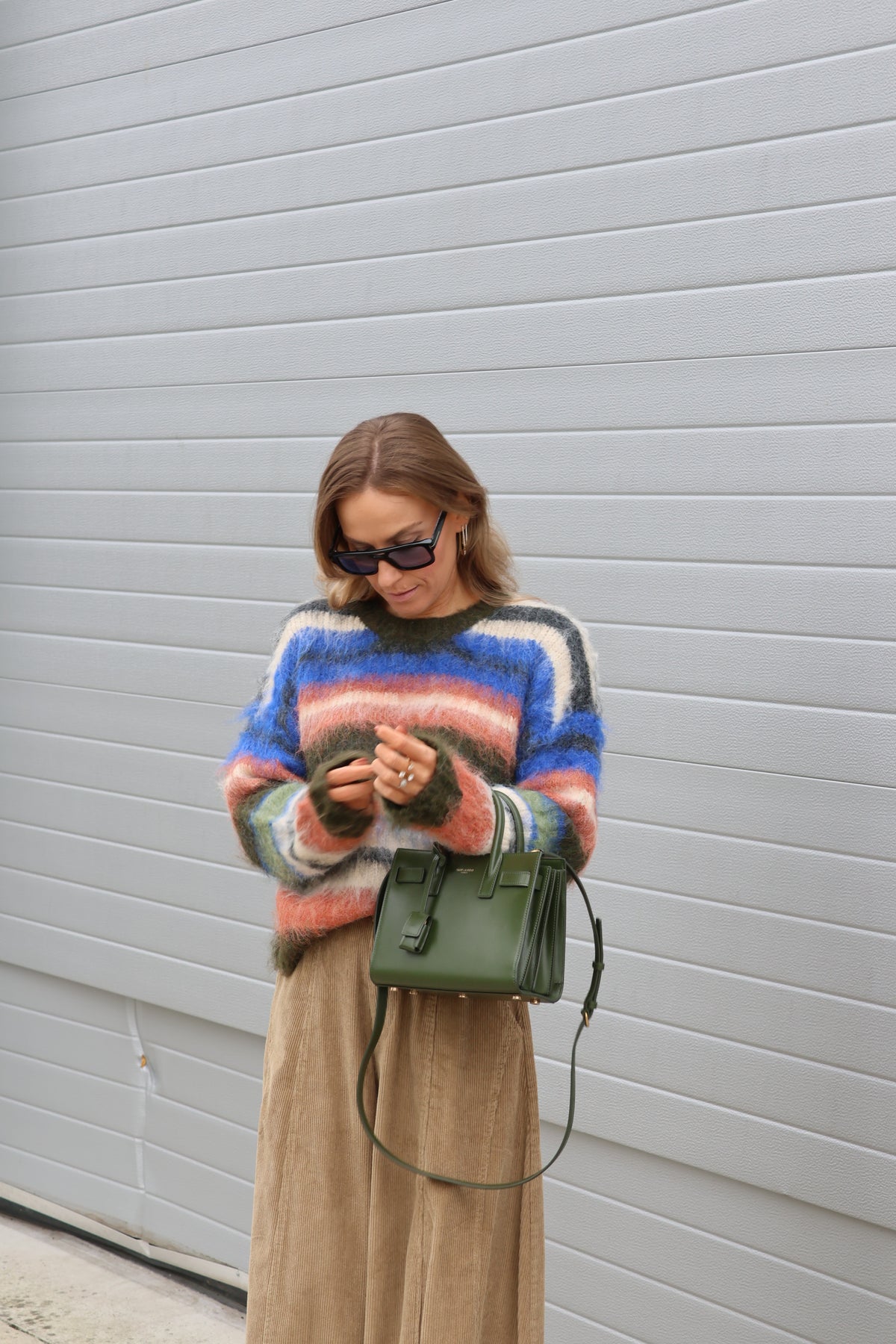 Novy fluffy gestreepte trui groen