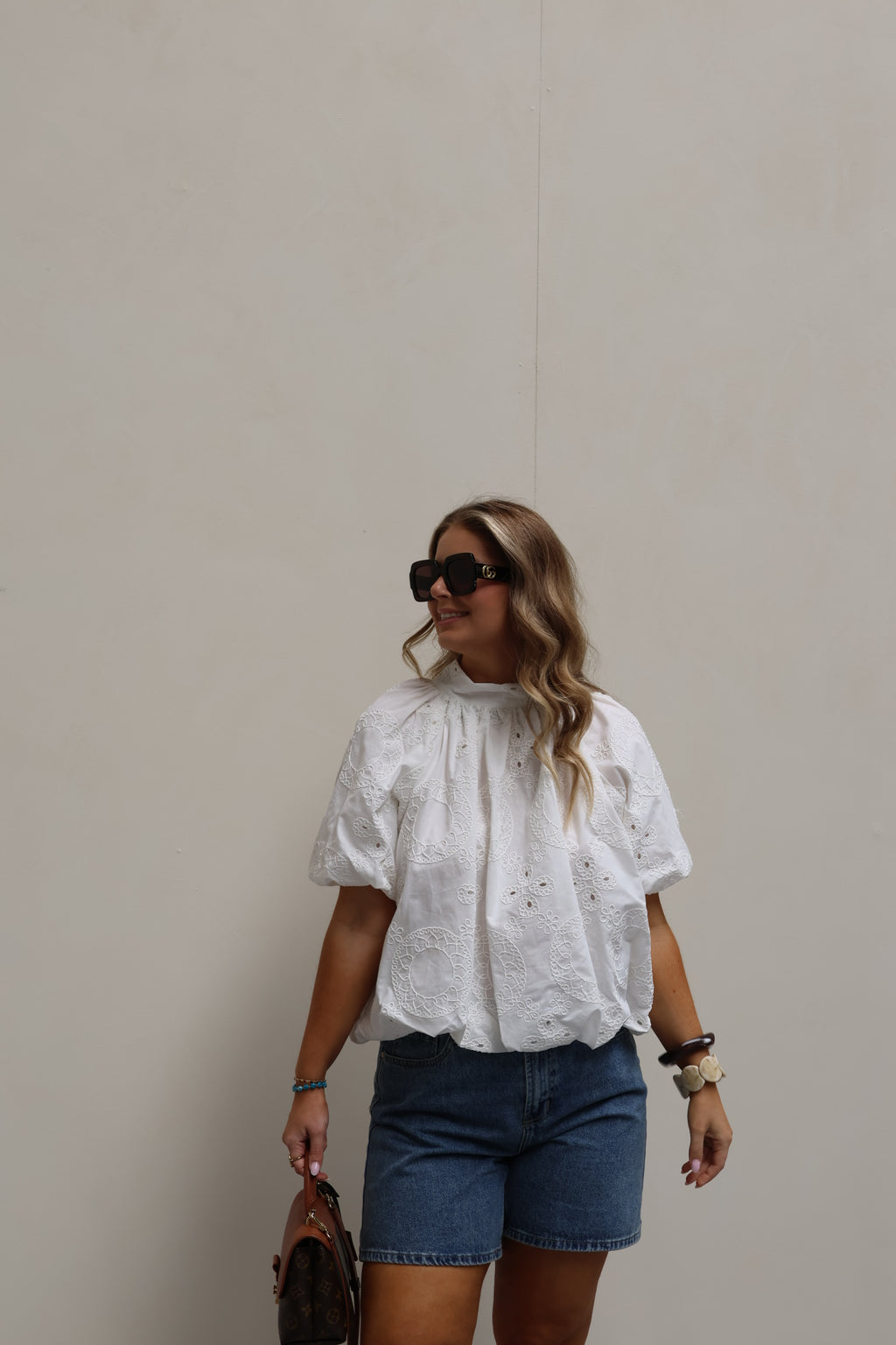 Cécile broderie blouse wit