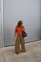 Florien knit met korte mouwen oranje