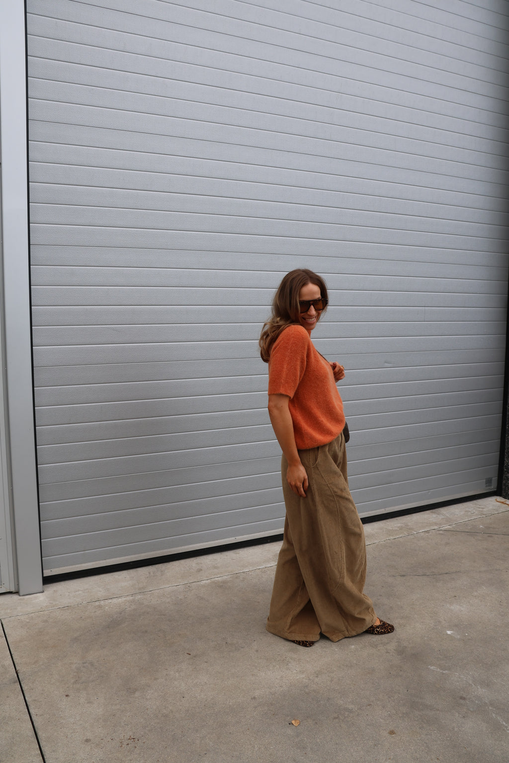 Florien knit met korte mouwen oranje