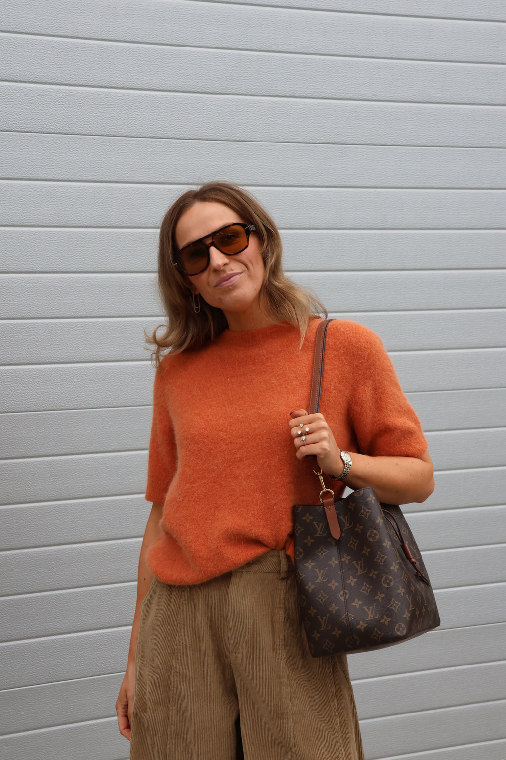 Florien knit met korte mouwen oranje
