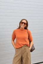 Florien knit met korte mouwen oranje