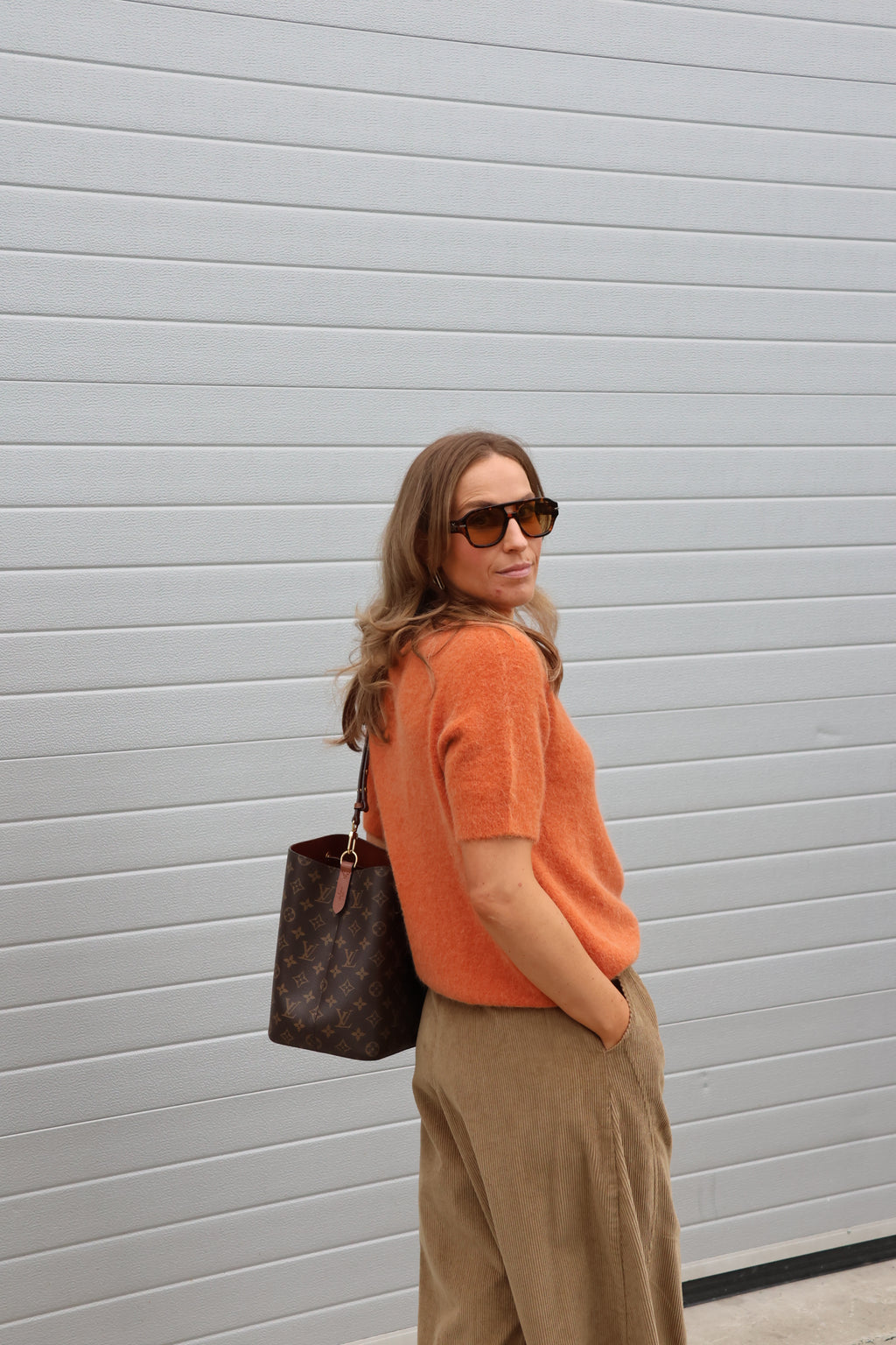 Florien knit met korte mouwen oranje