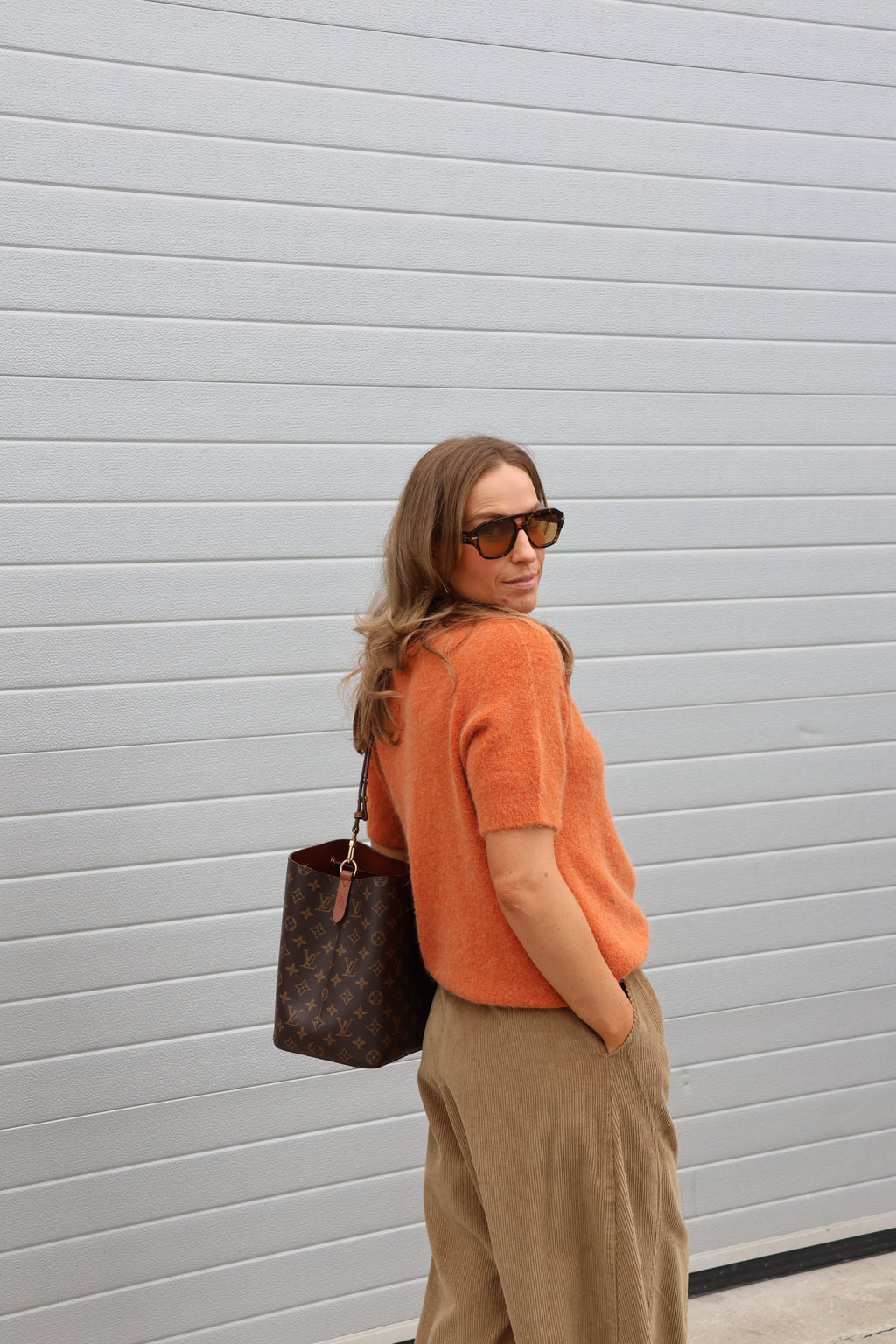 Florien knit met korte mouwen oranje