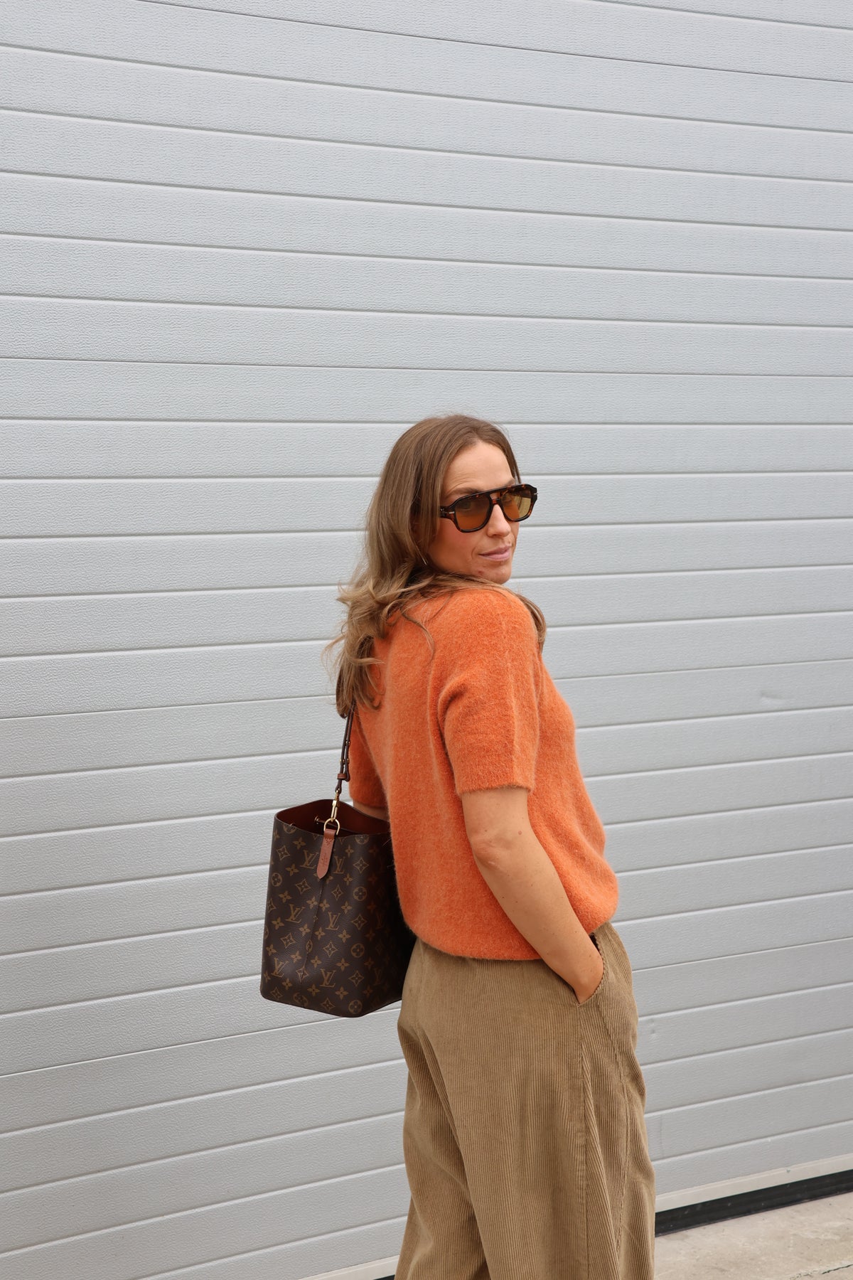 Florien knit met korte mouwen oranje