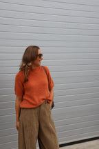 Florien knit met korte mouwen oranje