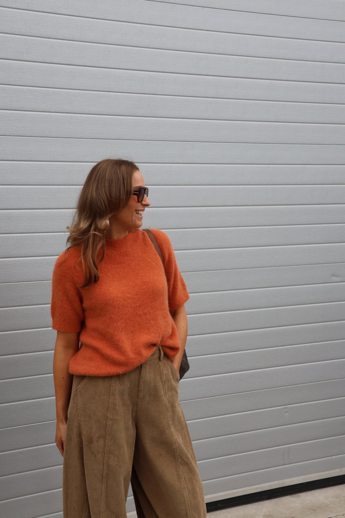 Florien knit met korte mouwen oranje