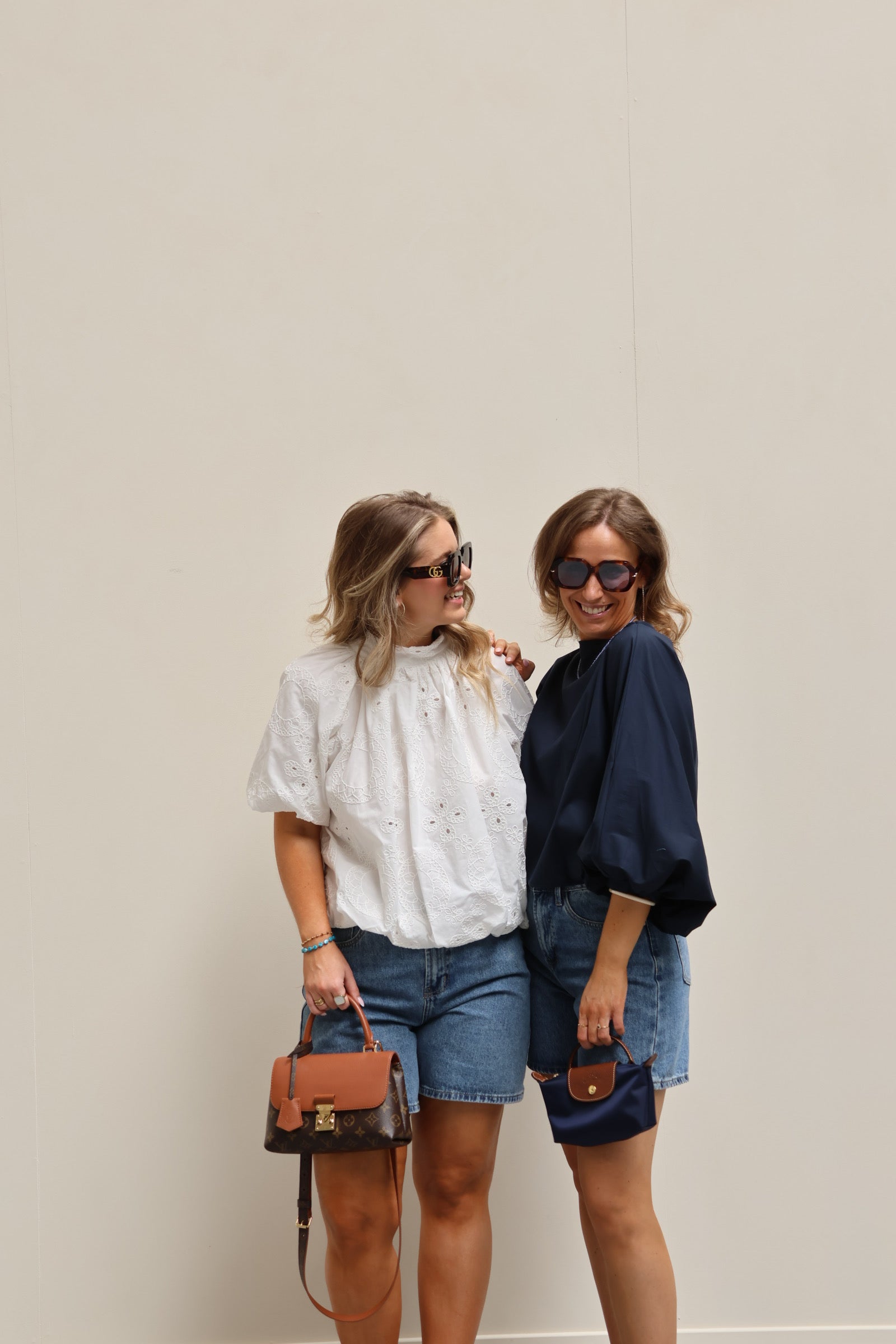Vive blouse met wijde mouwen marine