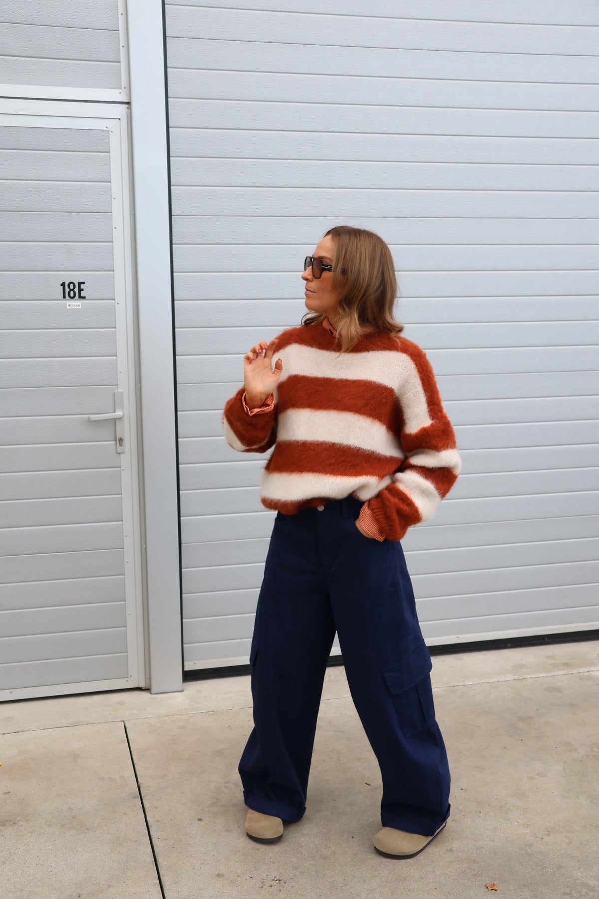 Maud cargo broek met rekkerband inktblauw