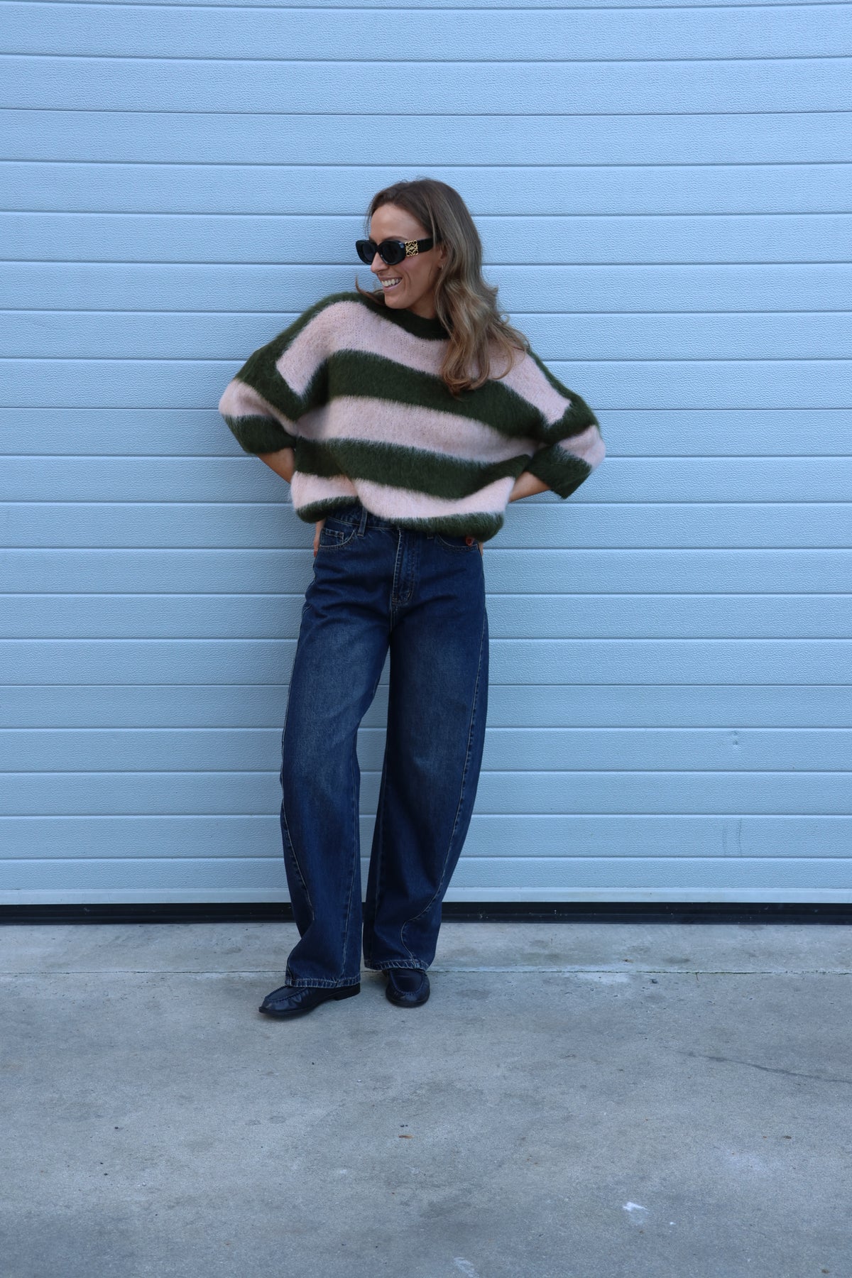 Manon barrel jeans dark denim met detail