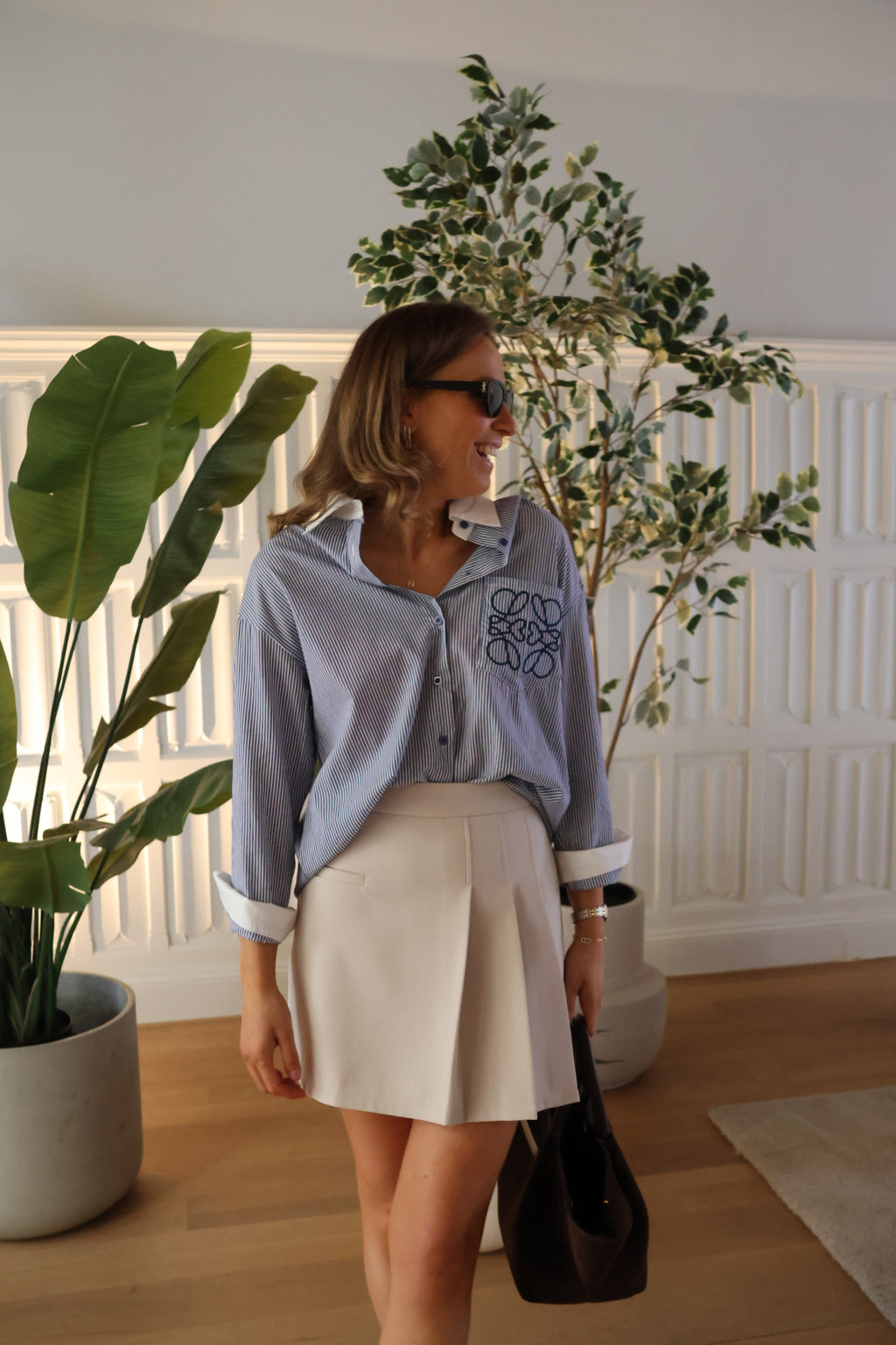 Nienke gestreept detail hemdje marine