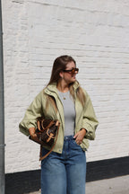 Soraya faux leather vestje zachtgroen