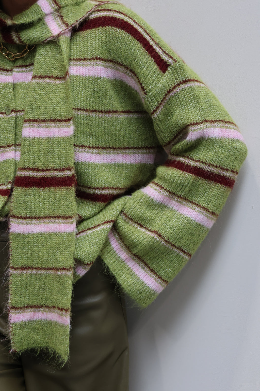 Sam cardigan met sjaal limoengroen