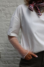 Laura T-shirt met polkadot mouwen