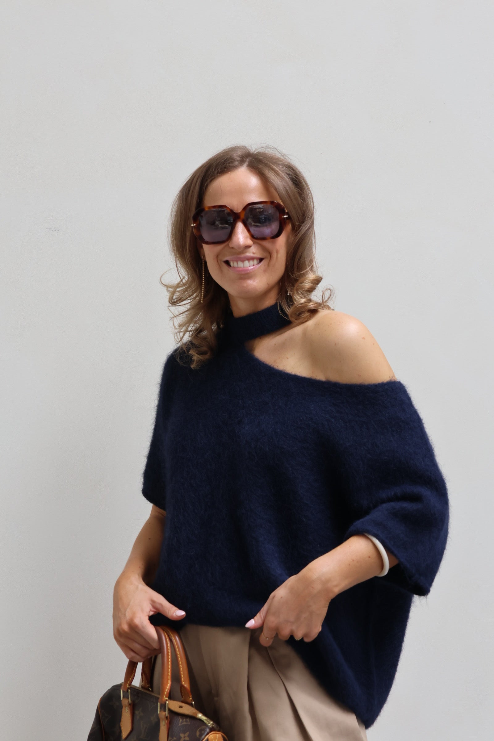 Tille knit met detail marine