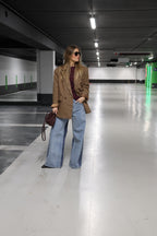 Lauren geruite blazer camel