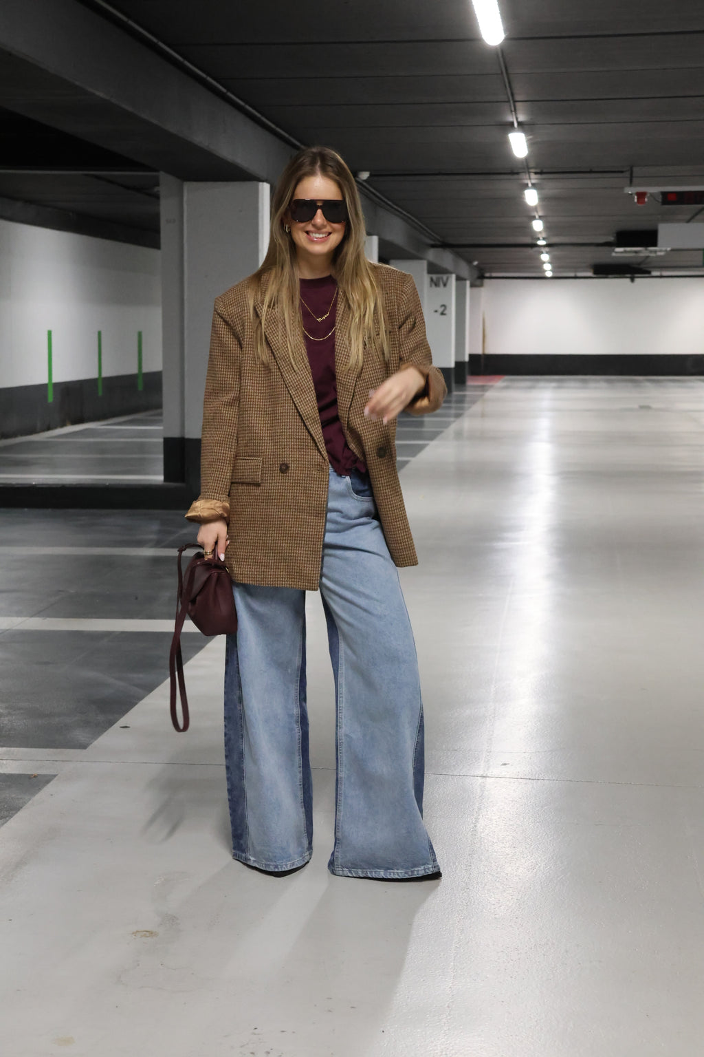 Lauren geruite blazer camel