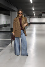 Lauren geruite blazer camel