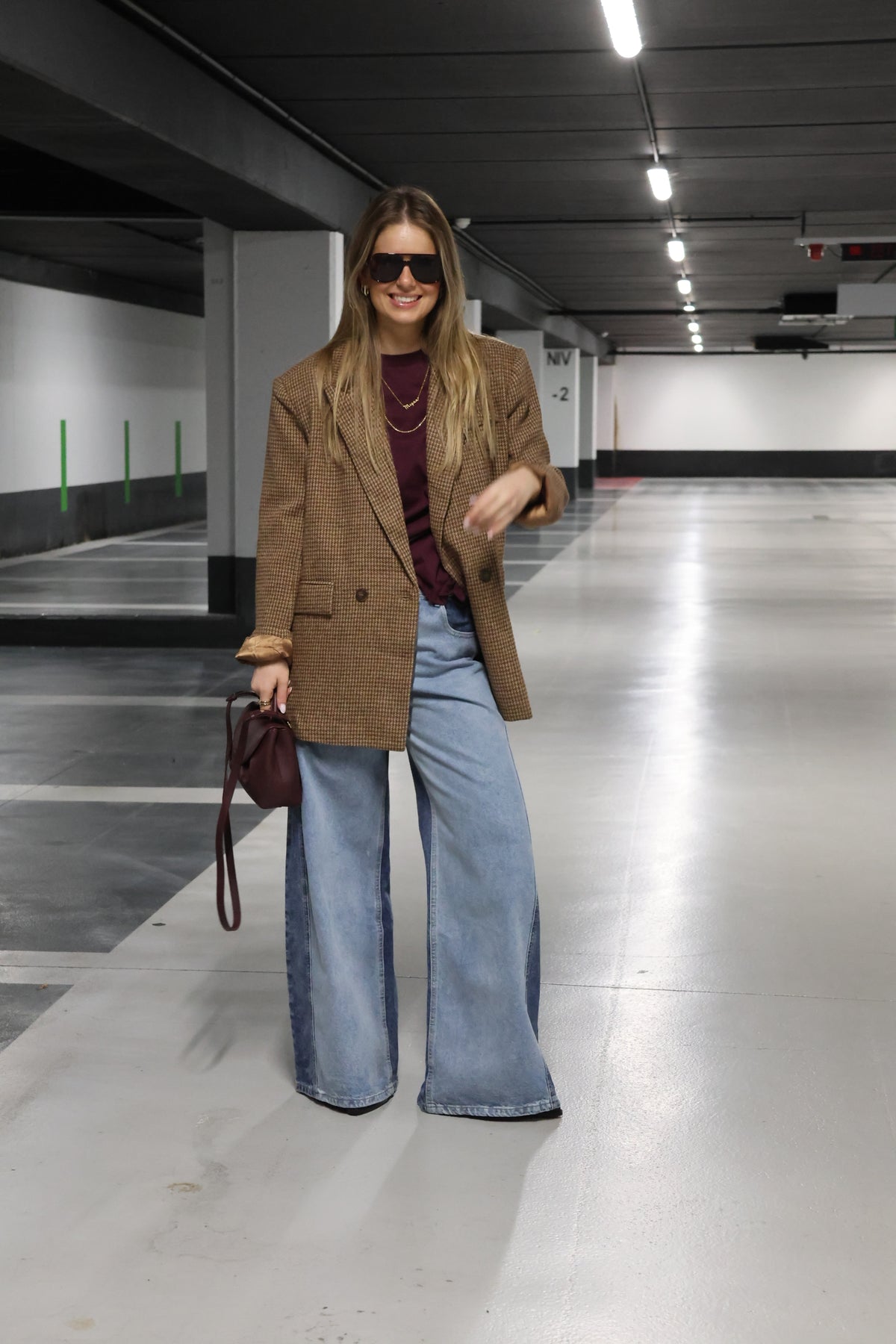 Lauren geruite blazer camel