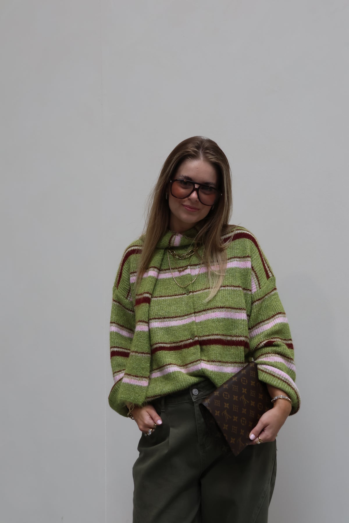 Sam cardigan met sjaal limoengroen