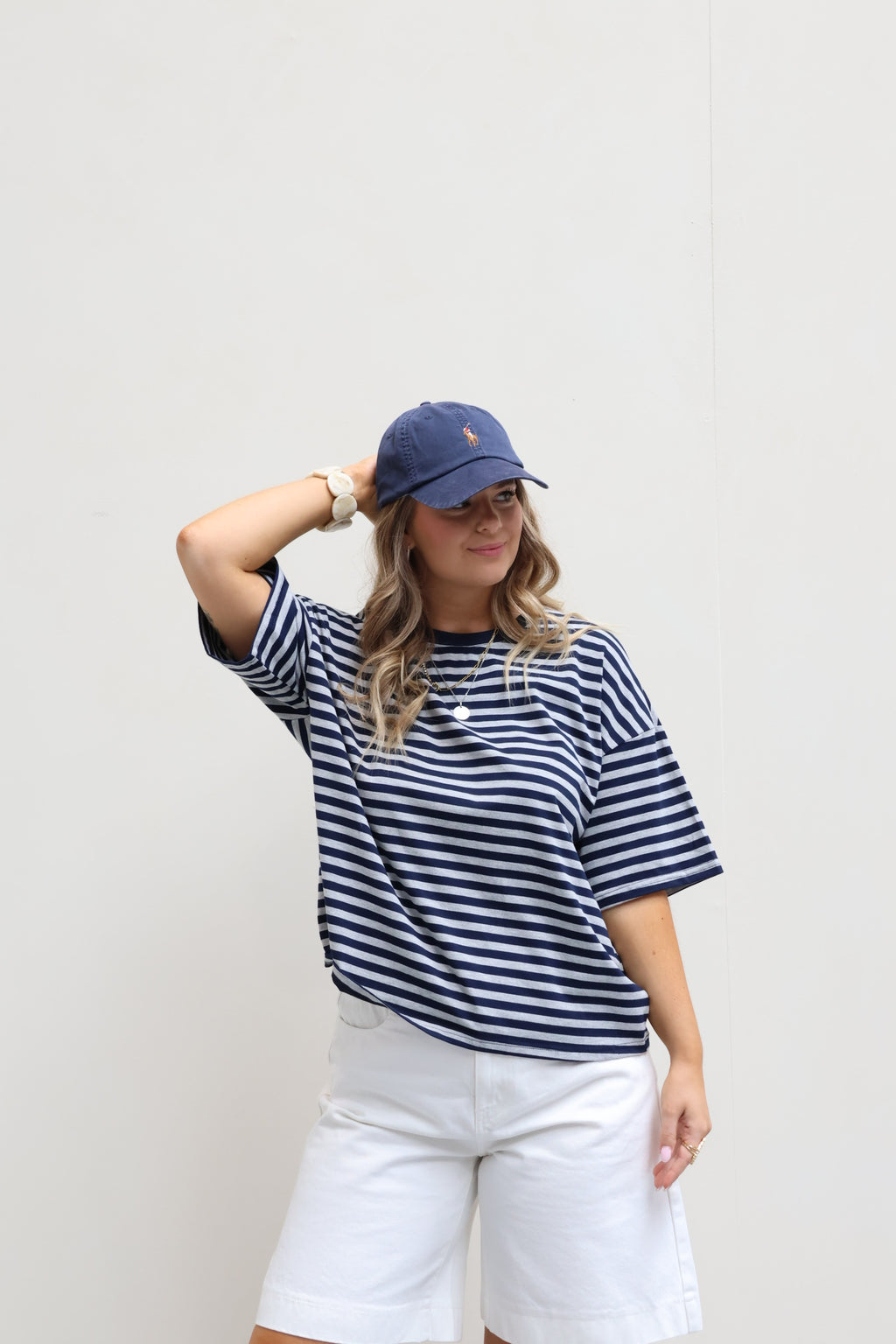 Mila gestreepte T-shirt marine/grijs