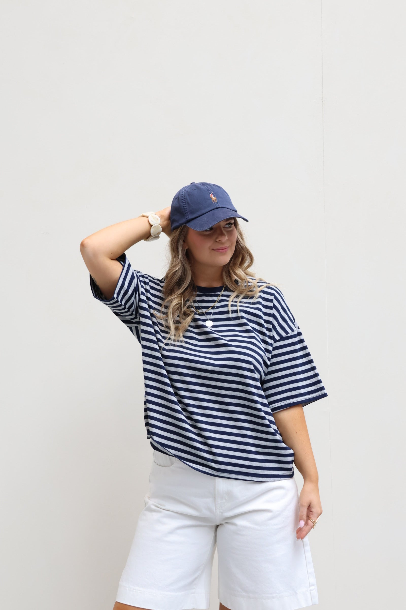 Mila gestreepte T-shirt marine/grijs